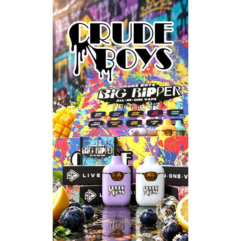 Crude Boys Big Ripper 1g & 2g Empty All-In-One Vape Pens with Packaging
